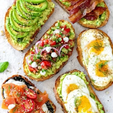 Delicious avocado toast topped with fresh ingredients, perfect for breakfast