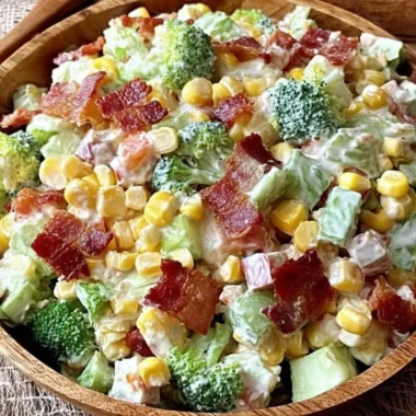 Fresh Bacon Ranch Salad with chopped vegetables and crispy bacon