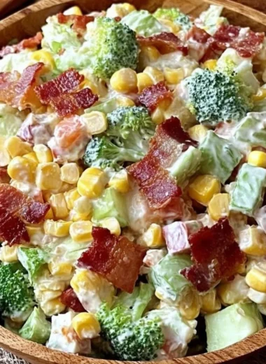 Fresh Bacon Ranch Salad with chopped vegetables and crispy bacon