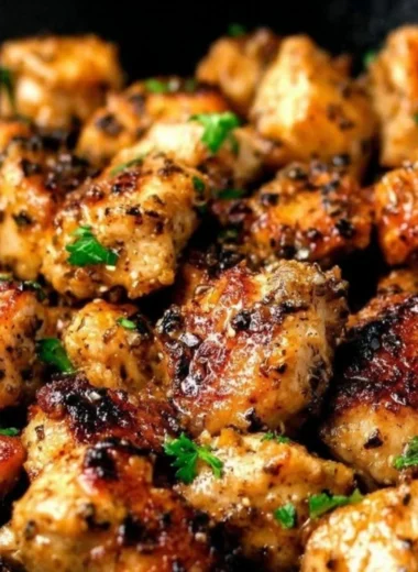 Delicious Garlic Butter Chicken Bites served on a plate