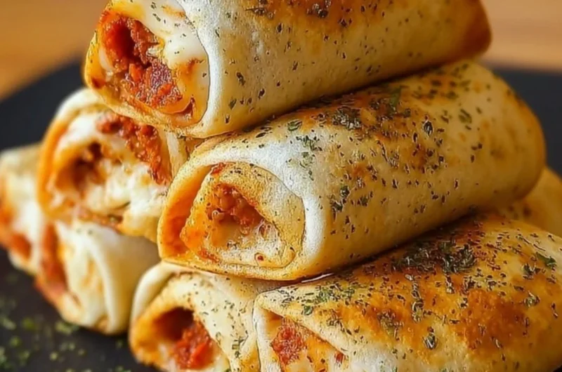 High protein pepperoni pizza rolls fresh out of the oven