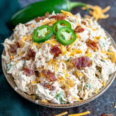 Jalapeno Popper Keto Chicken Salad served in a bowl with fresh ingredients