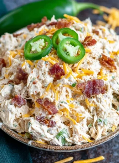 Jalapeno Popper Keto Chicken Salad served in a bowl with fresh ingredients