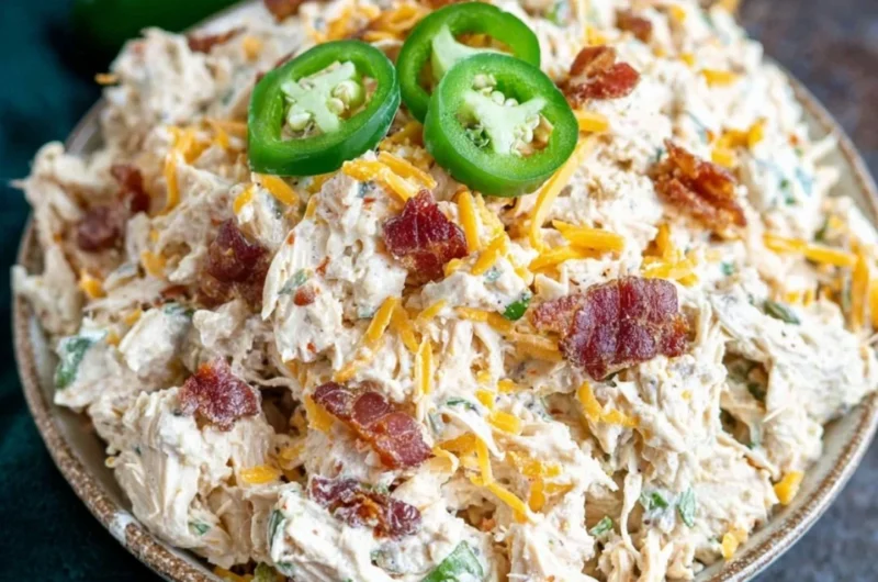Jalapeno Popper Keto Chicken Salad served in a bowl with fresh ingredients