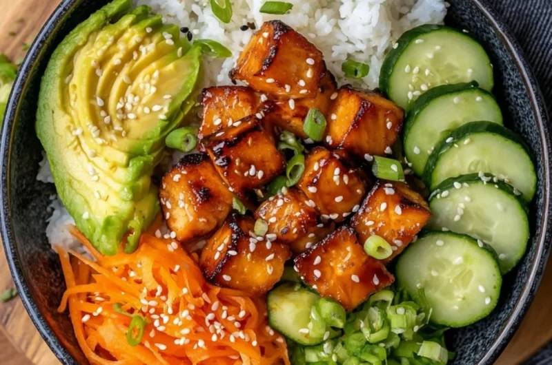 Delicious Salmon Bowl with fresh ingredients and vibrant presentation.