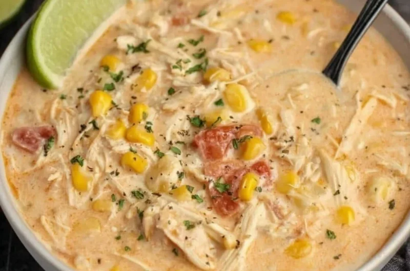 Slow Cooker Mexican Chicken Chowder served in a bowl with toppings