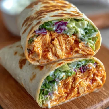 Delicious spicy Buffalo Chicken Wraps served with fresh ingredients