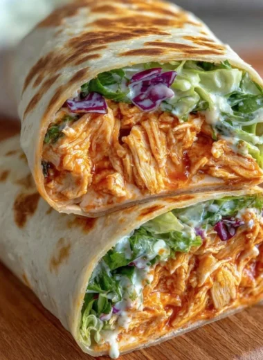 Delicious spicy Buffalo Chicken Wraps served with fresh ingredients