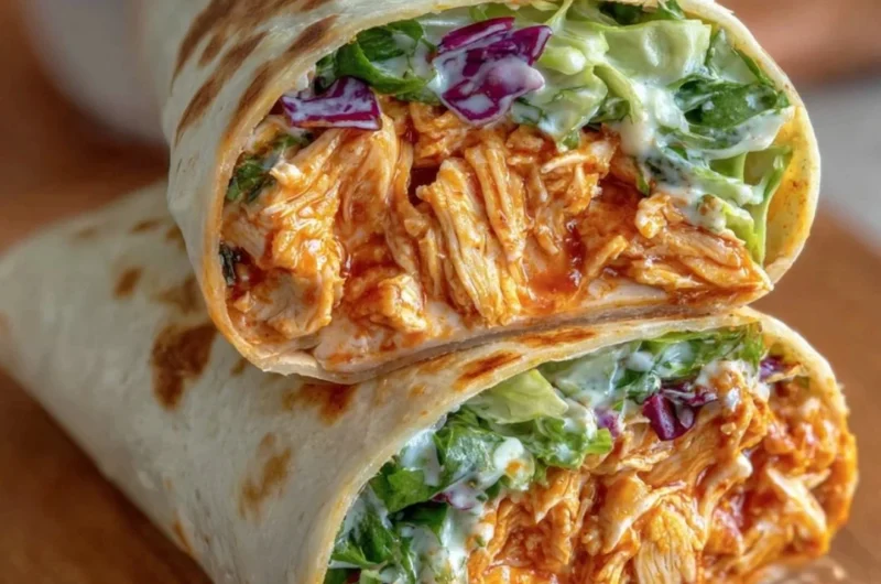 Delicious spicy Buffalo Chicken Wraps served with fresh ingredients