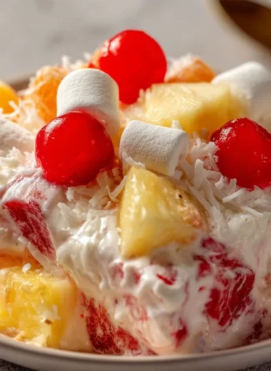 A vibrant bowl of Better Than Sex Fruit Salad featuring a colorful array of fresh fruits.