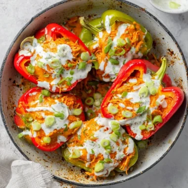 Buffalo Chicken Stuffed Peppers - dairy free and low carb recipe