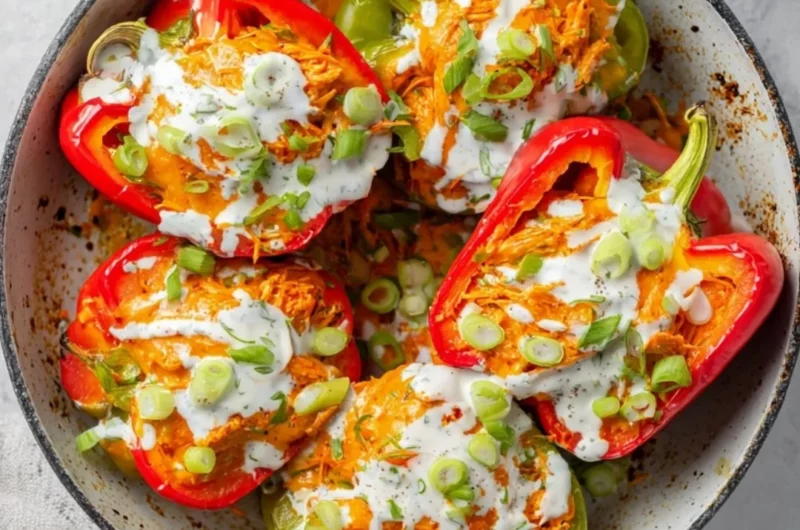 Buffalo Chicken Stuffed Peppers - dairy free and low carb recipe