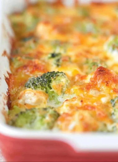 Delicious Chicken Broccoli Bake with cheese and rice