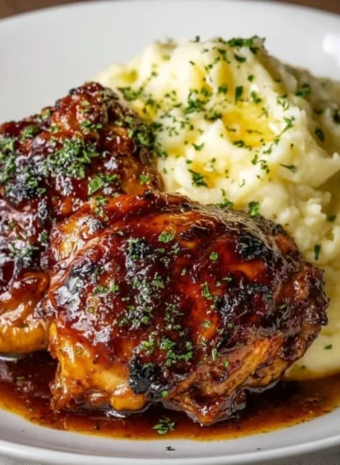 Chipotle Honey Chicken Thighs served with Smoked Gouda Mashed Potatoes