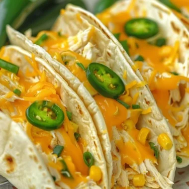 Delicious creamy chicken tacos served in soft tortillas