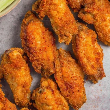 Crispy air fryer chicken wings served with dipping sauce