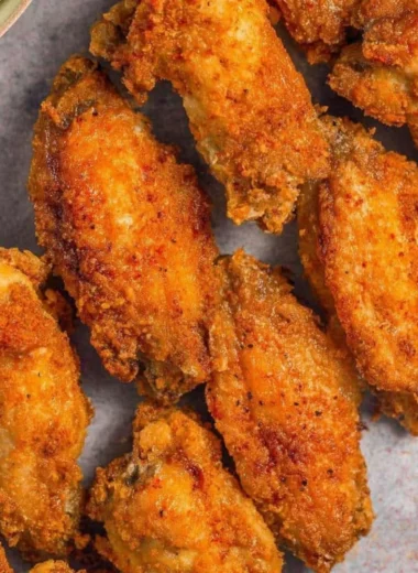 Crispy air fryer chicken wings served with dipping sauce