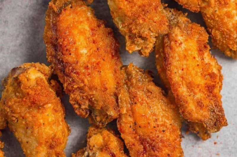 Crispy air fryer chicken wings served with dipping sauce