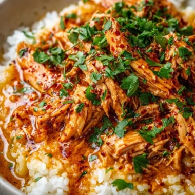 Creamy Crockpot Cajun Butter Chicken served in a bowl with herbs