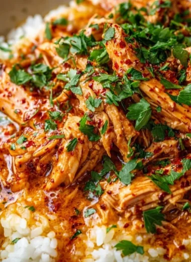 Creamy Crockpot Cajun Butter Chicken served in a bowl with herbs