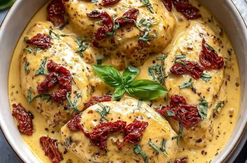 Crockpot Marry Me Chicken in a creamy sauce served on a plate