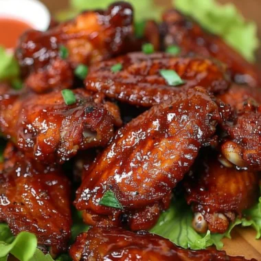 Delicious honey BBQ wings served on a platter for a tasty snack or meal.