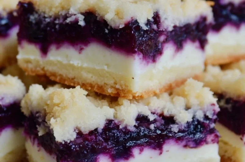 Delicious lemon blueberry shortbread bars topped with fresh blueberries