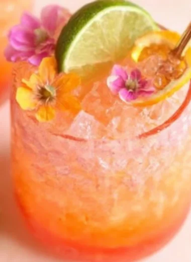Pineapple Mango Rum Punch in a colorful cocktail glass