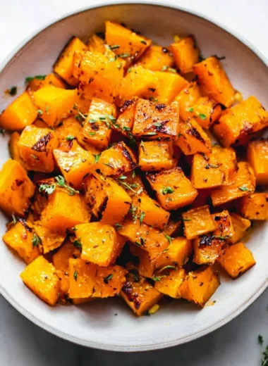 Delicious roasted butternut squash served on a plate