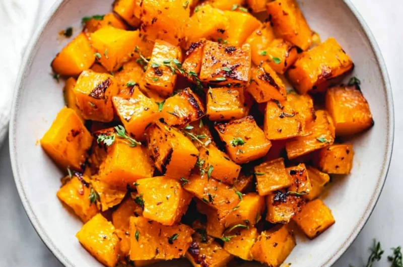 Delicious roasted butternut squash served on a plate