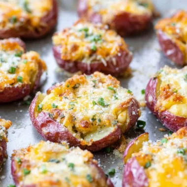 Deliciously crispy smashed potatoes seasoned and ready to serve