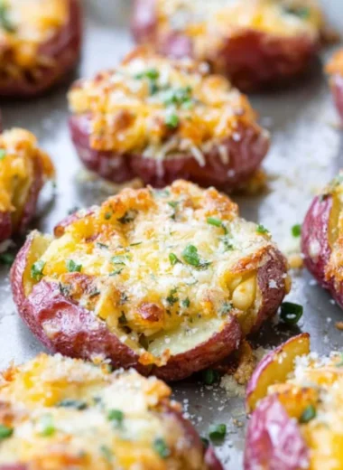 Deliciously crispy smashed potatoes seasoned and ready to serve