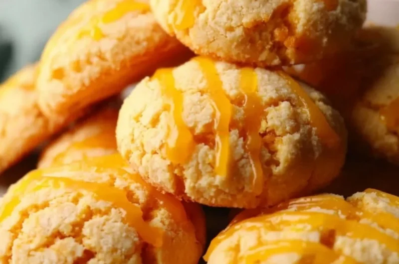 Delicious tropical mango cookies on a plate with fresh mango slices