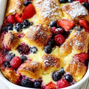 Berry Croissant Bake with fresh berries and flaky croissant layers