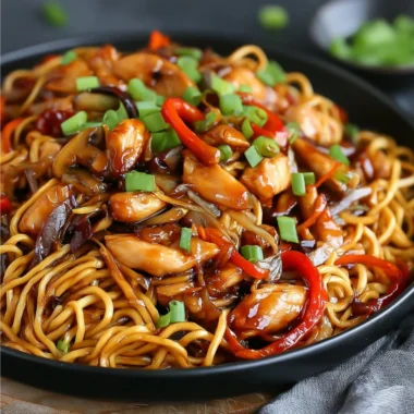 Delicious Chicken Chow Mein with colorful vegetables and tender chicken