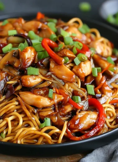 Delicious Chicken Chow Mein with colorful vegetables and tender chicken