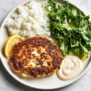 Crispy homemade chicken patties served with a side of salad