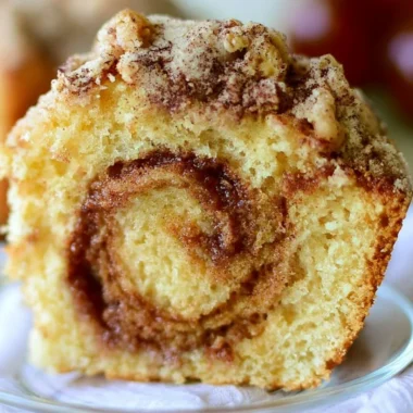 Deliciously baked Cinnamon Swirl Coffee Cake with a rich cinnamon swirl topping.