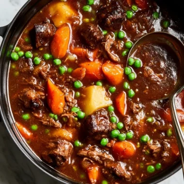 Delicious bowl of easy beef stew with vegetables and tender meat