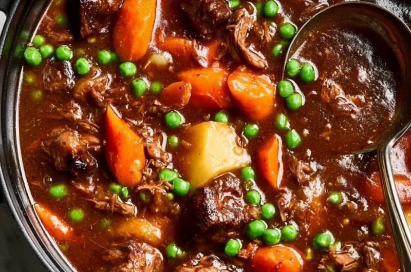 Delicious bowl of easy beef stew with vegetables and tender meat