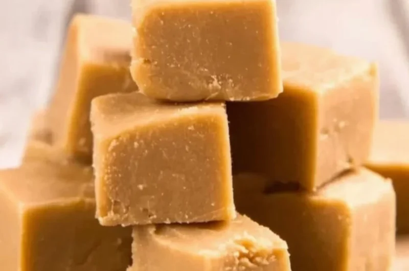Delicious easy peanut butter fudge on a plate