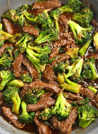 Gluten-free beef and broccoli dish served in a bowl