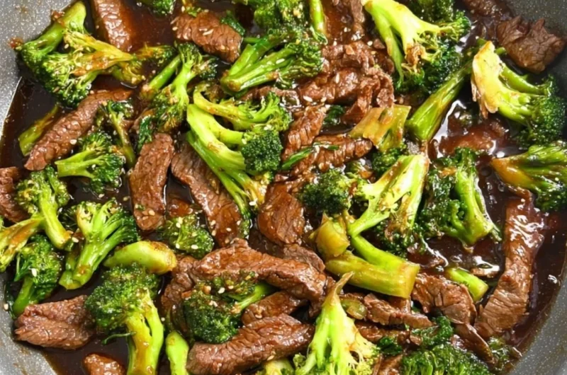 Gluten-free beef and broccoli dish served in a bowl