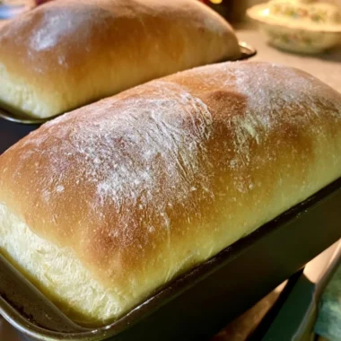 Homemade white bread loaf fresh out of the oven