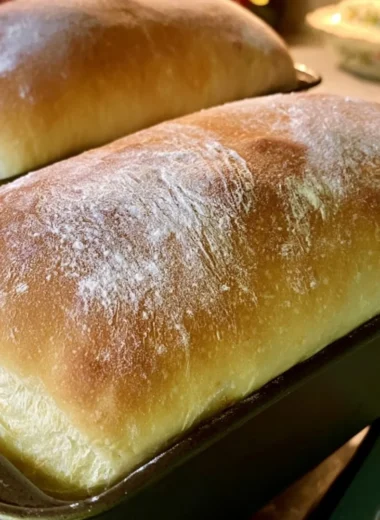 Homemade white bread loaf fresh out of the oven