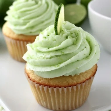 Delicious homemade Key Lime Cupcakes topped with lime frosting and zest