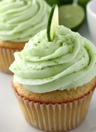 Delicious homemade Key Lime Cupcakes topped with lime frosting and zest