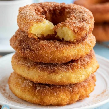 Crispy pineapple fritter rings served on a plate