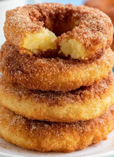 Crispy pineapple fritter rings served on a plate
