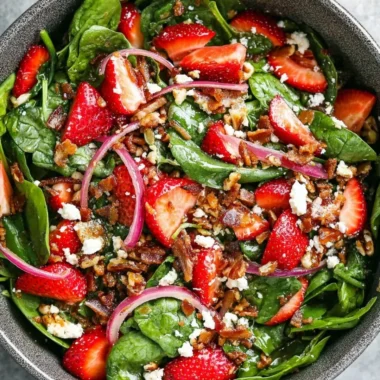 Delicious strawberry spinach salad with fresh ingredients and vibrant colors